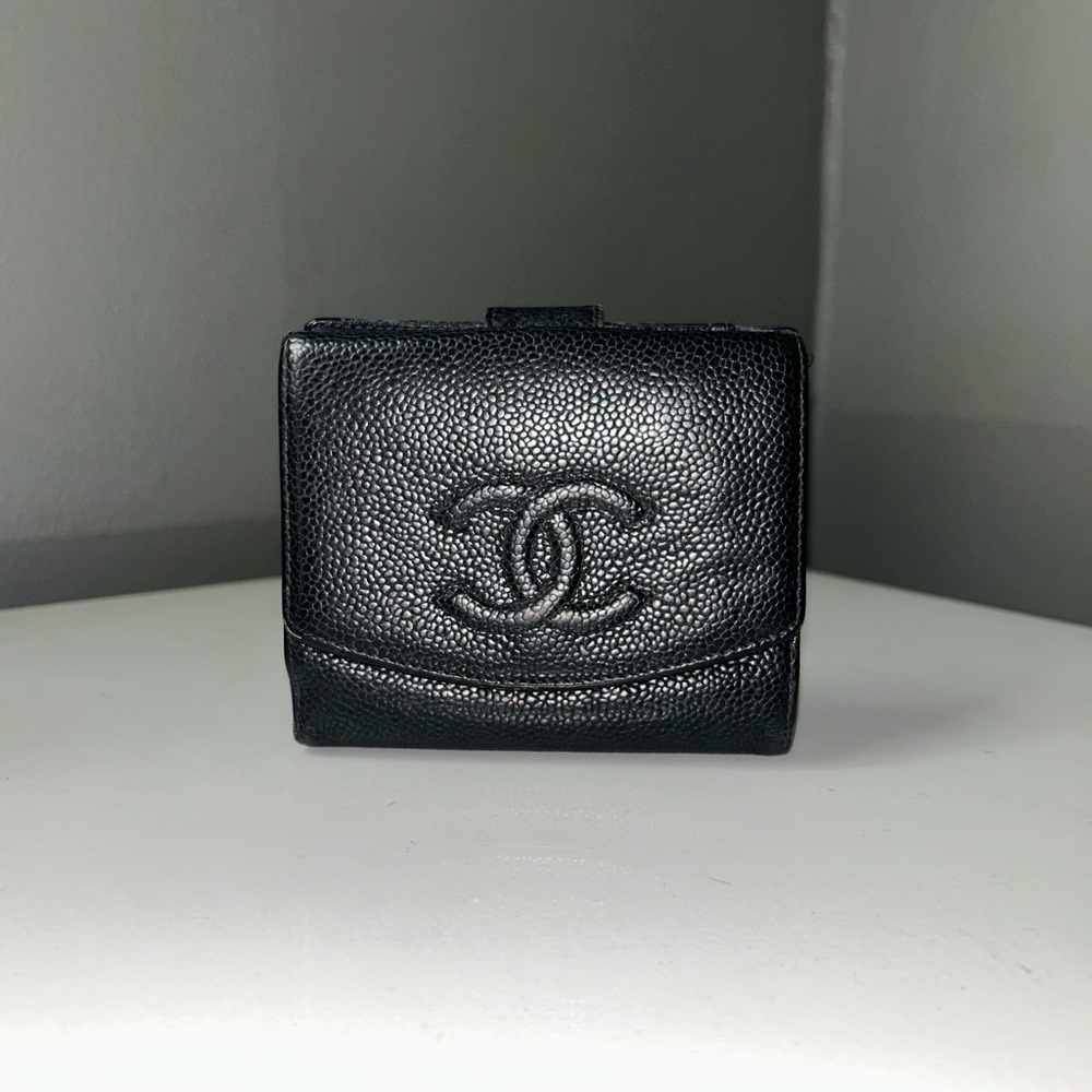 Chanel Caviar Leather Timeless CC Flap Compact Wallet
